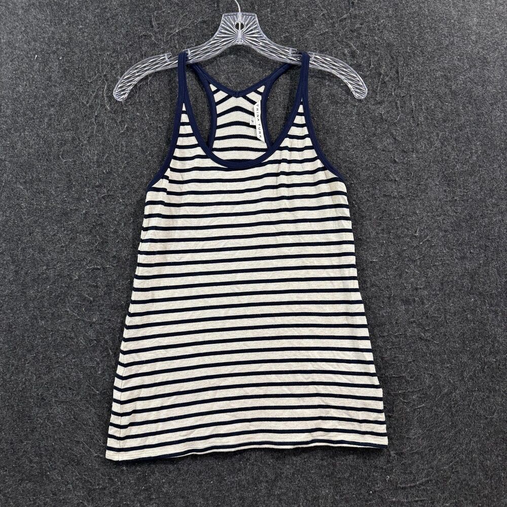 Trina Turk Tank Top Women's 0 P White Striped Racerback Nautical Jersey Terry